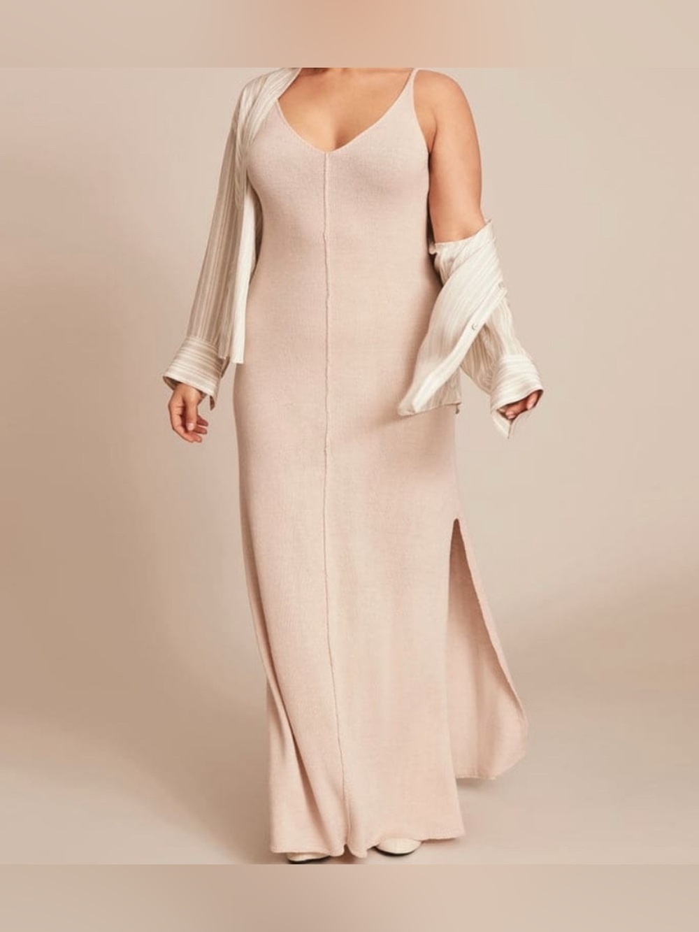 11 Honoré Della Wool Blend beige Knit Maxi Dress Women’s vanity Size 2 or XL NWT